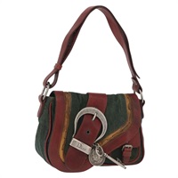 【原宿店限定】クリスチャンディオール Christian Dior ショルダーバッグ ガウチョ デニム グリーン シルバー レディース 162945V