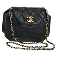 【原宿店限定】シャネル CHANEL ショルダーバッグ マトラッセ チェーン レザー ブラック ゴールド レディース 161750V