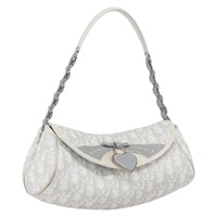 【原宿店限定】クリスチャンディオール Christian Dior ショルダーバッグ トロッターロマンティック チェーン PVC ホワイト シルバー レディース 165941V