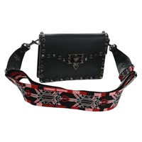 【原宿店限定】ヴァレンティノ VALENTINO ショルダーバッグ ロックスタッズ レザー ブラック シルバー レディース 164070SAV
