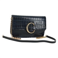 【原宿店限定】クロエ Chloe ショルダーバッグ C チェーン レザー ネイビー ゴールド レディース am10524V