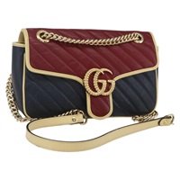 【原宿店限定】グッチ GUCCI ショルダーバッグ GGマーモント チェーン レザー レッド ゴールド 443497 レディース ka1515M