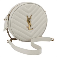 【原宿店限定】サンローラン SAINT LAURENT ショルダーバッグ ヴィニル チェーン レザー ホワイト ゴールド レディース ka1586M