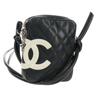 【原宿店限定】シャネル CHANEL ショルダーバッグ カンボンライン マトラッセ レザー シルバー ブラック レディース 163577V
