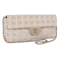 【原宿店限定】シャネル CHANEL ショルダーバッグ ニュートラベルライン チェーン ナイロン ベージュ シルバー レディース ka1609SAV