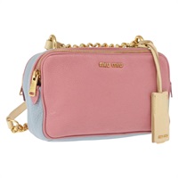 【原宿店限定】ミュウ ミュウ Miu Miu ショルダーバッグ チェーン レザー ピンク ゴールド レディース ka1668V