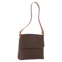 【原宿店限定】セリーヌ CELINE ショルダーバッグ マカダムキャンバス PVCレザー ブラウン ゴールド レディース ka1802V