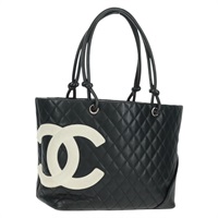 【原宿店限定】シャネル CHANEL トートバッグ カンボンライン ラムスキン ブラック シルバー レディース am10481V