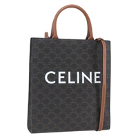 【原宿店限定】セリーヌ CELINE バーティカル カバ トートバッグ トリオンフ PVC 2way ブラウン レディース ka1656SAM