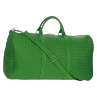 【原宿店限定】ボッテガヴェネタ BOTTEGAVENETA ボストンバッグ マキシイントレチャート レザー 2way グリーン シルバー レディース yk20171AV