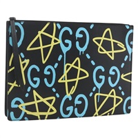 【原宿店限定】グッチ GUCCI クラッチバッグ GGゴースト レザー ブラック 433665 レディース 157516V