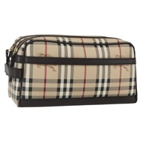 【原宿店限定】バーバリー BURBERRY クラッチバッグ ノバチェック PVC ベージュ ゴールド レディース ka1691V