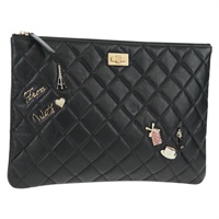 【原宿店限定】シャネル CHANEL クラッチバッグ 2.55 マトラッセ ラムスキン シルバー ブラック レディース mr1985V
