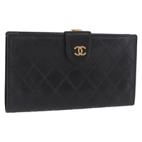 【原宿店限定】シャネル CHANEL 長財布 ビコローレ キャビアスキン ブラック ゴールド レディース bs32173V