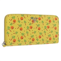 【原宿店限定】プラダ PRADA 長財布 サフィアーノレザー イエロー シルバー レディース ka1567M