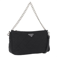 【原宿店限定】プラダ PRADA アクセサリーポーチ チェーン ナイロン シルバー ブラック レディース ka1618SAM