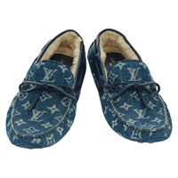 【原宿店限定】ルイ・ヴィトン LOUIS VUITTON 靴 アリゾナライン　モカシン ローファー モノグラムデニム 6 1/2 ブルー レディース am10436V