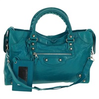 【原宿店限定】バレンシアガ BALENCIAGA ザ シティ ハンドバッグ レザー 2way ブルー シルバー 281770 レディース 165213SAV