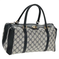 【原宿店限定】グッチ GUCCI ハンドバッグ GGスプリーム PVC ネイビー ゴールド 25 02 2112 レディース 168704V