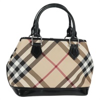 【原宿店限定】バーバリー BURBERRY ハンドバッグ ノバチェック PVC ベージュ シルバー レディース am10632V