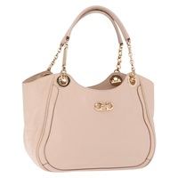 【原宿店限定】サルヴァトーレフェラガモ Salvatore Ferragamo ハンドバッグ ガンチーニ レザー ピンク ゴールド レディース ka1877V