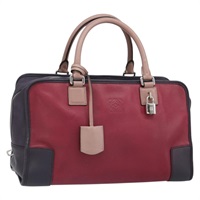 【原宿店限定】ロエベ LOEWE アマソナ 28 ハンドバッグ アナグラム レザー シルバー ピンク レディース ka1898V