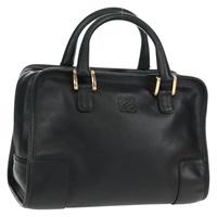 【原宿店限定】ロエベ LOEWE アマソナ28 ハンドバッグ アナグラム レザー ブラック シルバー レディース ki6365M