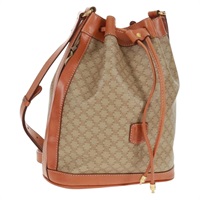 【原宿店限定】セリーヌ CELINE ショルダーバッグ マカダムキャンバス 巾着 PVC ベージュ ゴールド レディース 168605V