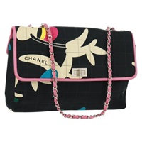 【原宿店限定】シャネル CHANEL ショルダーバッグ 2.55 チェーン チョコバー キャンバス ブラック シルバー レディース 167915V