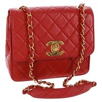 【原宿店限定】シャネル CHANEL ショルダーバッグ マトラッセ チェーン ラムスキン レッド ゴールド レディース 168176V