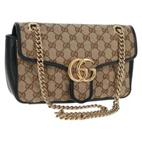 【原宿店限定】グッチ GUCCI ショルダーバッグ GGキャンバス チェーン レザー ベージュ ゴールド 443497 レディース 164481M