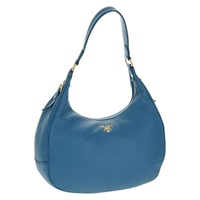 【原宿店限定】プラダ PRADA ショルダーバッグ レザー ブルー ゴールド レディース 165900V