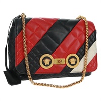 【原宿店限定】ジャンニ・ヴェルサーチ Gianni Versace ショルダーバッグ チェーン レザー ブラック ゴールド レディース BA9863V