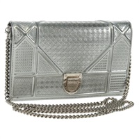 【原宿店限定】クリスチャンディオール Christian Dior ディオラマ ショルダーバッグ チェーン レザー シルバー レディース gh1722V