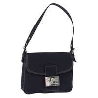 【原宿店限定】フェンディ FENDI マンマバゲット ショルダーバッグ キャンバス ネイビー シルバー レディース ka1887SAV