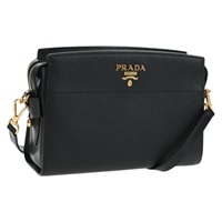 【原宿店限定】プラダ PRADA ショルダーバッグ サフィアーノレザー ブラック ゴールド レディース ki6373M