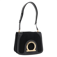 【原宿店限定】サルヴァトーレフェラガモ Salvatore Ferragamo ショルダーバッグ ガンチーニ スエード ブラック ゴールド レディース 149888V