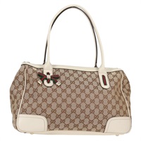 【原宿店限定】グッチ GUCCI トートバッグ GGキャンバス プリンシー ウェブシェリーライン ベージュ ゴールド 177052 レディース 131890V