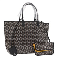 【原宿店限定】ゴヤール GOYARD サンルイPM トートバッグ ヘリンボーン PVC ブラック レディース SW2134SM