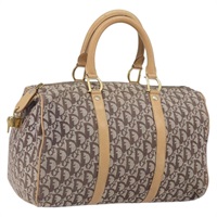 【原宿店限定】クリスチャンディオール Christian Dior ボストンバッグ トロッターキャンバス ブラウン ゴールド レディース mr1833V