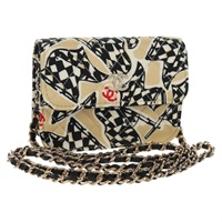 【原宿店限定】シャネル CHANEL ポーチ ミニマトラッセ12 チェーン ショルダー サテン ベージュ レディース 169640SAM