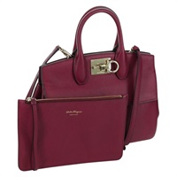 サルヴァトーレフェラガモ Salvatore Ferragamo ハンドバッグ ガンチーニ レザー 2way パープル ゴールド レディース 171454A