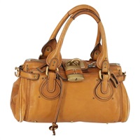 クロエ Chloe パディントン ハンドバッグ レザー ブラウン ゴールド レディース am10564V