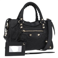 バレンシアガ BALENCIAGA ミニシティ ハンドバッグ レザー 2way ブラック ゴールド 300295 レディース ka2925SAM