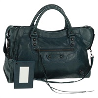 バレンシアガ BALENCIAGA ザシティ ハンドバッグ レザー 2way ネイビー 115748 レディース yk20182SAV