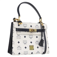 エム・シー・エム MCM ハンドバッグ ヴィセトス　ロゴグラム PVCレザー 2way ホワイト ゴールド レディース LNZ988A