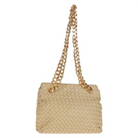 ボッテガヴェネタ BOTTEGAVENETA ショルダーバッグ イントレチャート チェーン レザー ベージュ ゴールド レディース 162338V