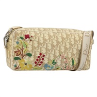 クリスチャンディオール Christian Dior ショルダーバッグ トロッターキャンバス PVC アイボリー シルバー レディース 173352V