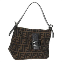 フェンディ FENDI マンマバゲット ショルダーバッグ ズッカキャンバス ブラック ブラウン レディース 162395V