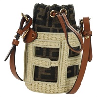 フェンディ FENDI マンマバゲット ショルダーバッグ ステップアウト　チェーン ズッカキャンバス ブラウン ブラック レディース 171470SAM